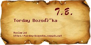 Torday Bozsóka névjegykártya